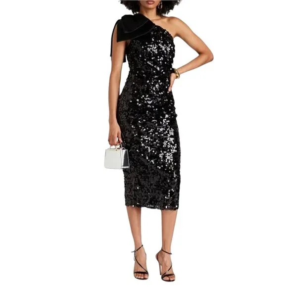 Dolce & GabbanaFollow Bow-Embellished Sequin Dress Size 44 IT, M US NEW